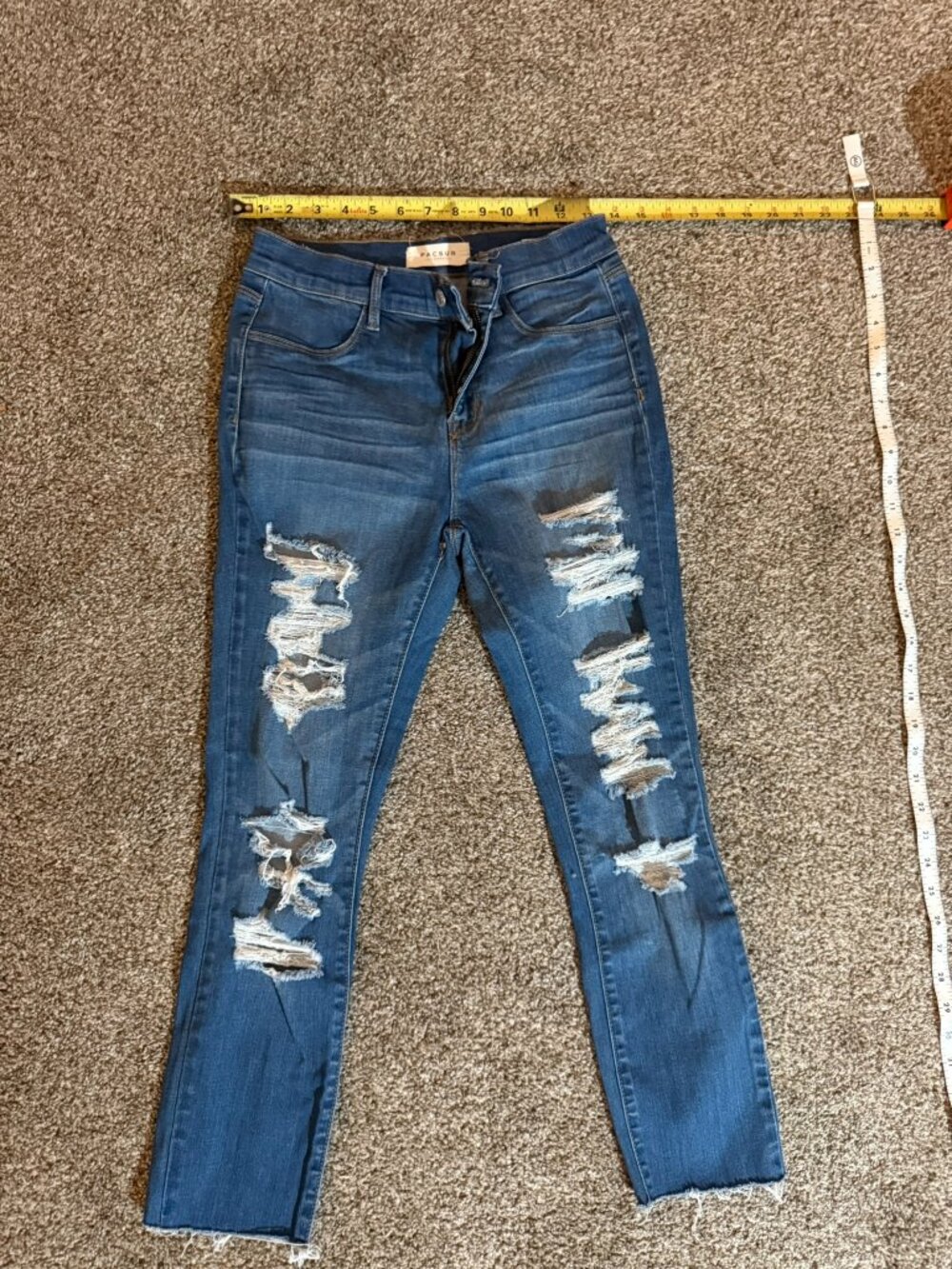 PacSun Jegging Jeans Medium Wash Heavily Distressed Ripped Womens Size 27